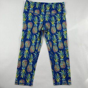 Feed me Fight Me Womens Capri Contour Legging S Blue Pineapple Pilates Crossfit